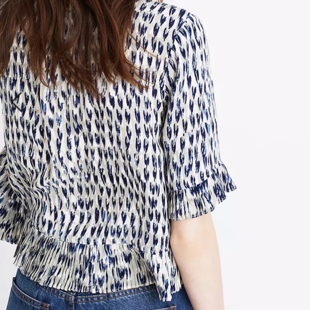 NWOT Madewell Sunpleat Fringe lace up Crop Top size small - Picture 3 of 7
